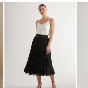 Quince Elegant Black Pleated Chiffon Skirt NWT